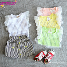 Baby Striped Breathable T-shirts, Girl O Neck Short Sleeve T-shirts